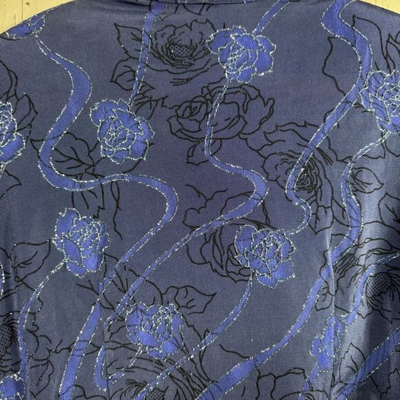 Alex Evenings Blue Floral Metallic Open Front Jacket Size 16 Elegant Formalwear - Picture 12 of 13